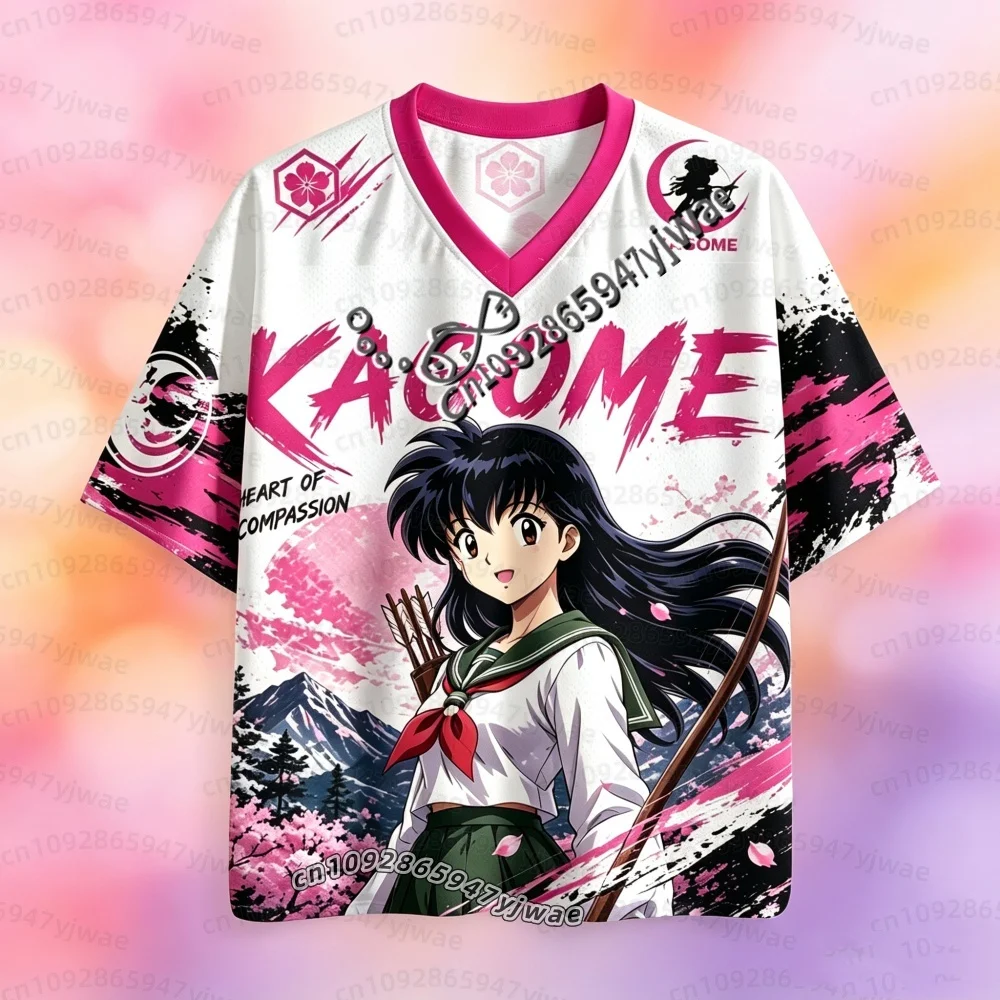 26 Herren Damen Anime 3D-Druck Jersey Inuyasha Kikyō Sesshōmaru Anime-Charakter Kurzarm V-Ausschnitt T-Shirt Locker Sitzendes Herren-T-Shirt – Detail 6