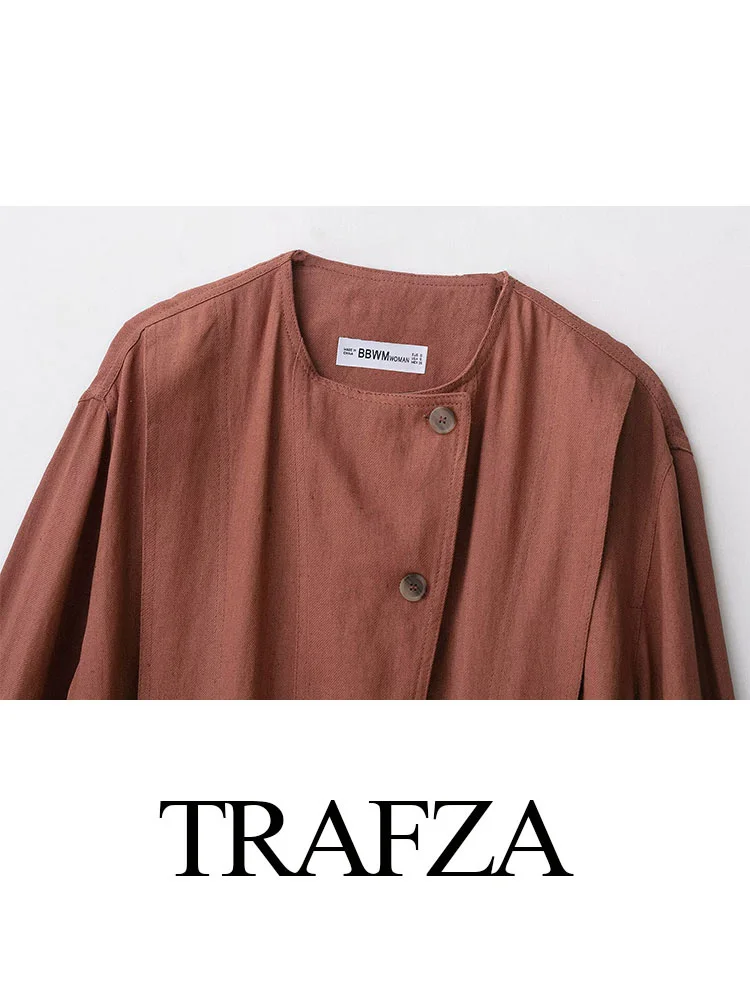 HH Vrouwelijke Nieuwe Mode Casual Jassen Effen O-hals Lange Mouwen Single-Breasted vrouwen Herfst Streetwear Stijl Jassen