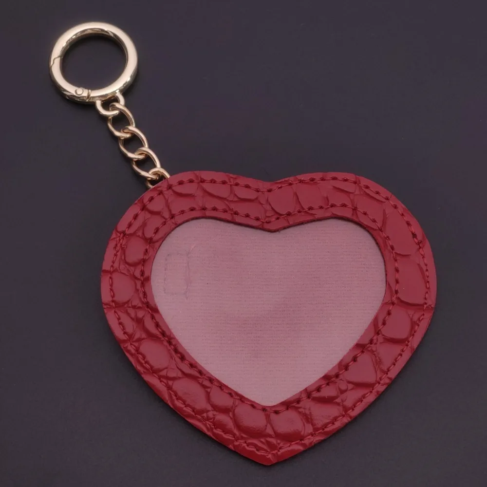 

Blank Heart Shaped Keychain Crocodile Pattern Leather Custom Name Photo Portable Bag Charm Gift For Women Men Multiple Colors