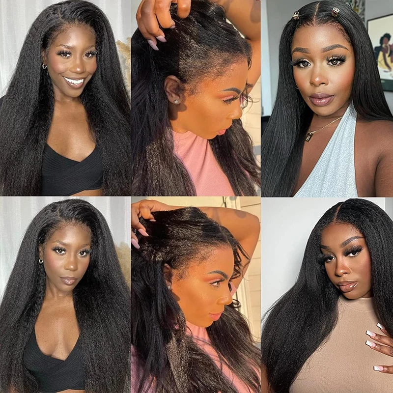 4C Edges Kinky Straight Natural Human Hair Wigs 13x5 HD Lace Front Wigs Human Hair Everyday & Special Events, Event Hairpiece image 6