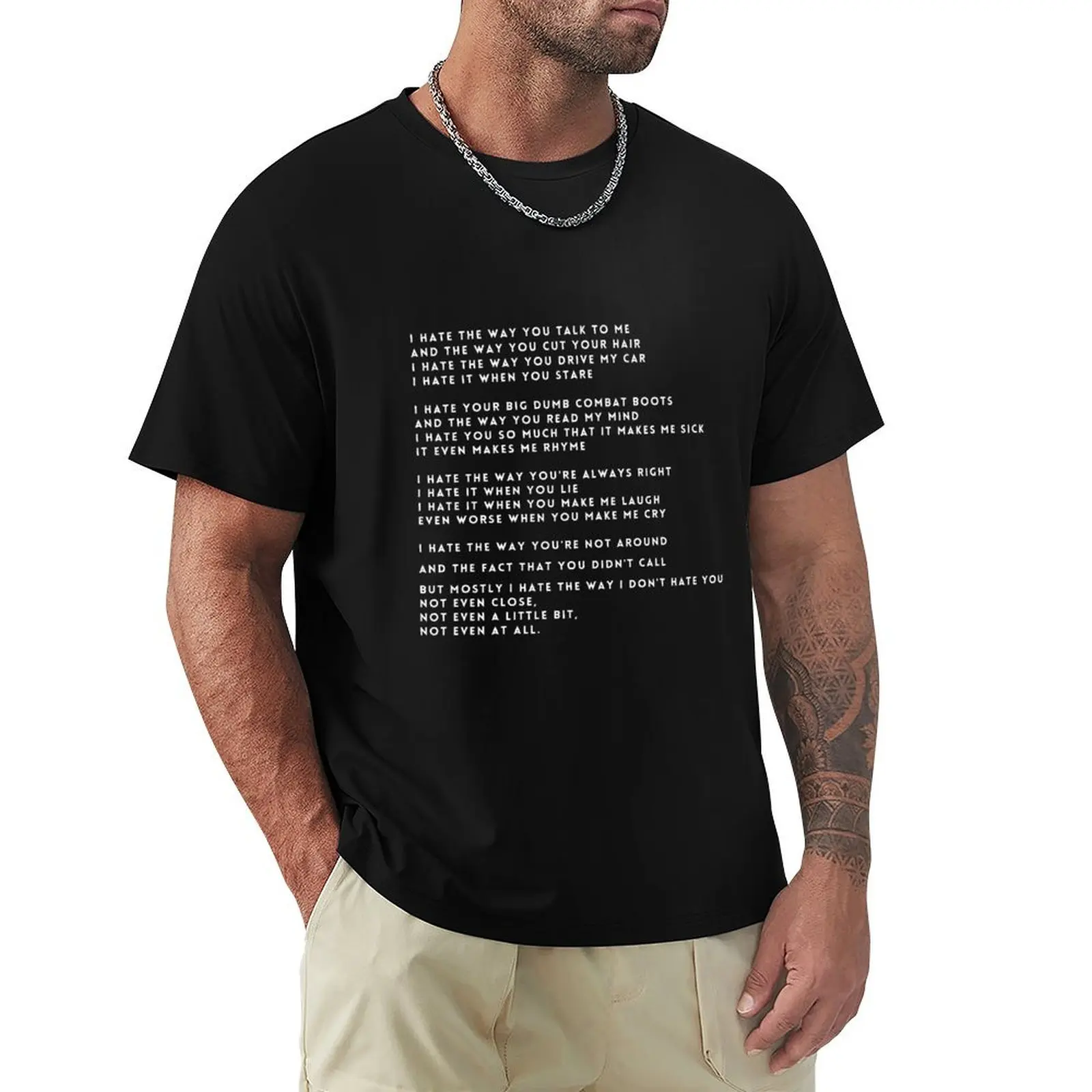 T-shirt décontracté style travail avec poème « 10 choses que je déteste chez toi »