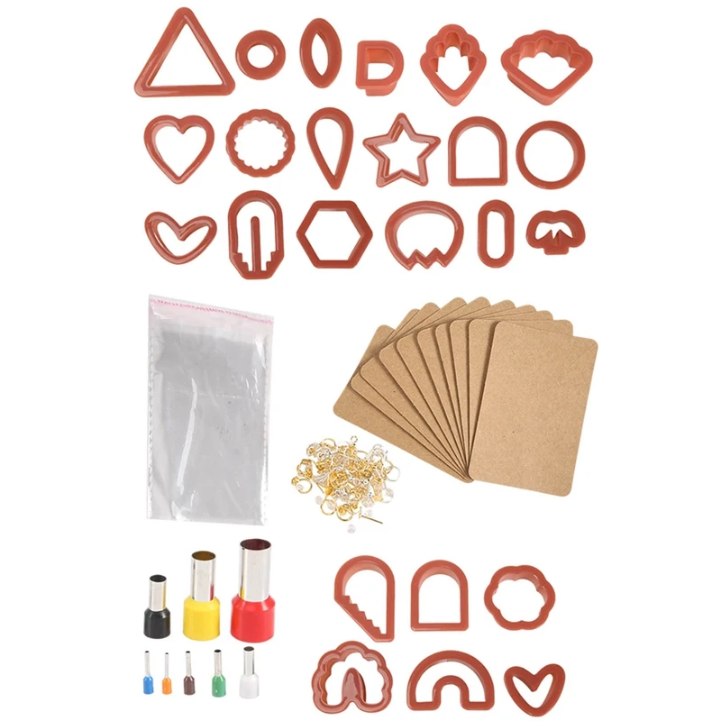 Plastic Clay Cutter For Jewelry - Set Of 24 Shape With 16 Round Cutter And 60 Earring Accessories Set