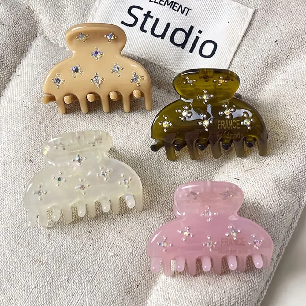 

Модная заколка для волос из ацетатного волокна с кристаллами и стразами, мини-заколка-крабик для девочек, аксессуар для волос, головной убор