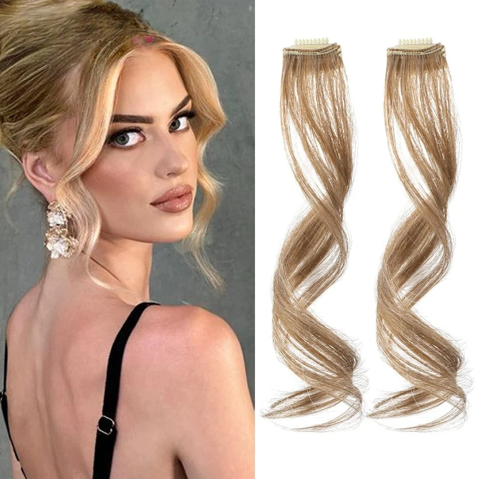 

2 шт. Длинная боковая воздушная челка Волнистые вьющиеся заколки с бахромой Челка Парик Передняя боковая челка для женщин Синтетический шиньон Наращивание волос Fak