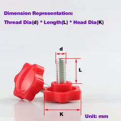 Red Plum Blossom Hand Twist Handle / Plastic Adjusting Rubber Head Knob Screw M4M5M6M8