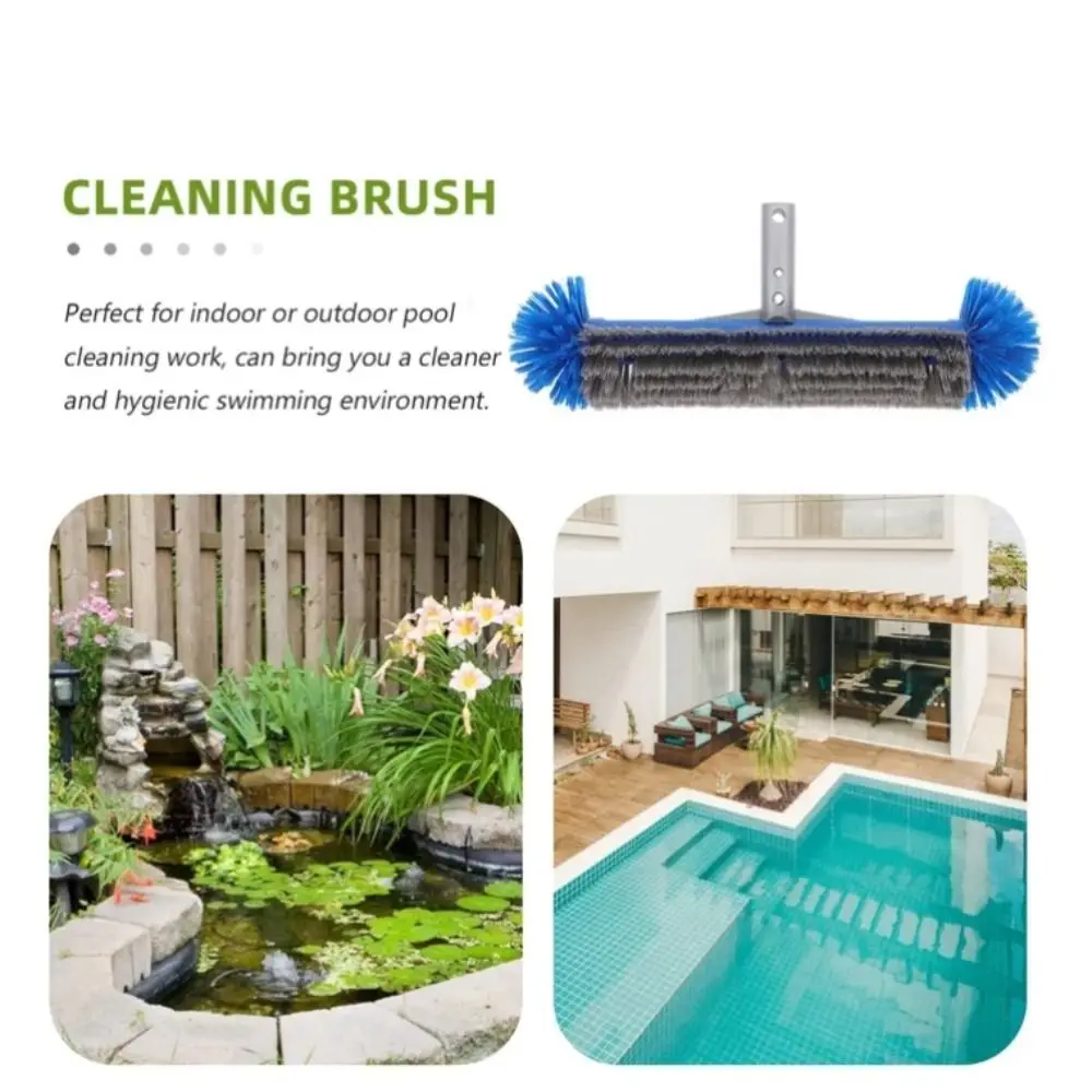 

17 Inch Pool Cleaning Brush Round Head Bristles Reinforced Aluminium Back Moss Removal Brush 7 Rows Premium Bristles