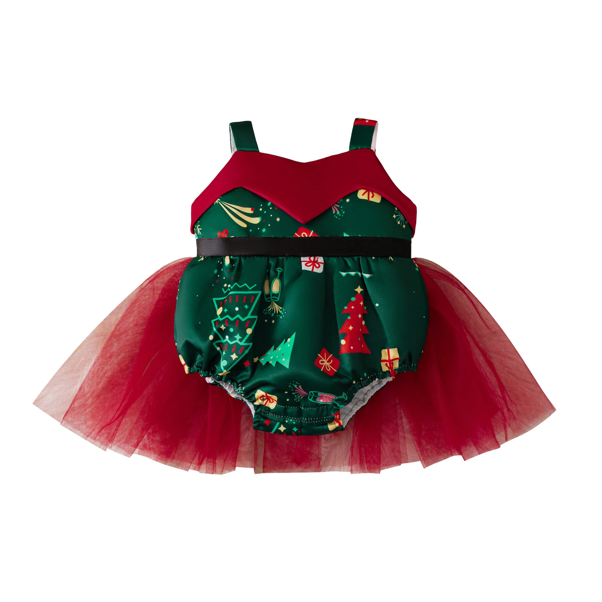 

Christmas Gift Clothes Baby Birthday Dress Mesh Children's Red Green NewBorn 1 Years Birthday Tutu Bodysuits Baby Clothing