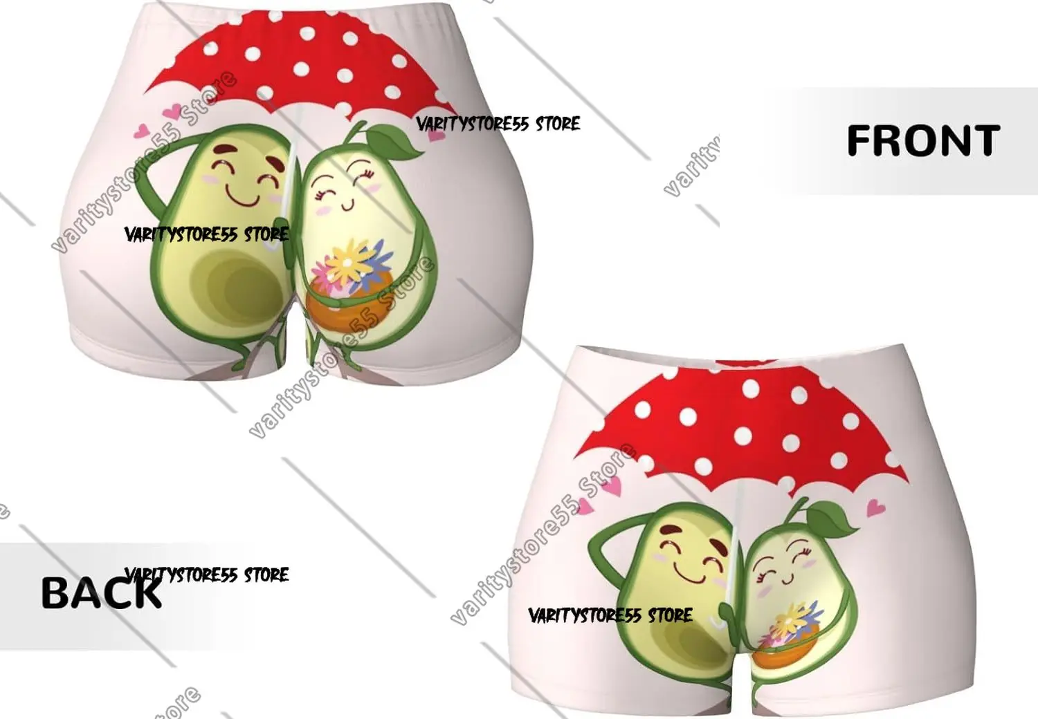 Avocado Lovers Wearing Umbrella Print Workout Shorts for Women Seamless Soft Smooth Gym Yoga Scrunch Active Shorts