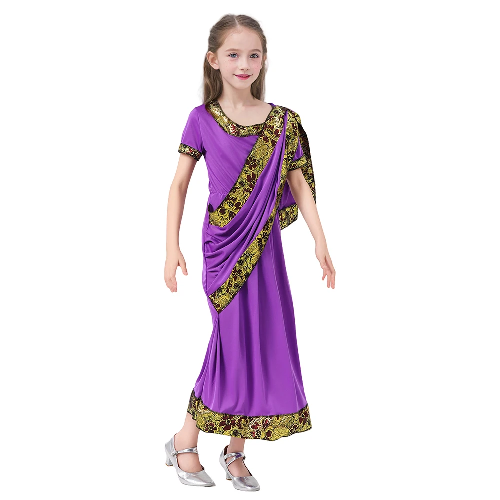 Glamorous National Indian Girls Dress-up Children Nativity Bollywood Princess Ethnic Fancy Dress Sari Costume