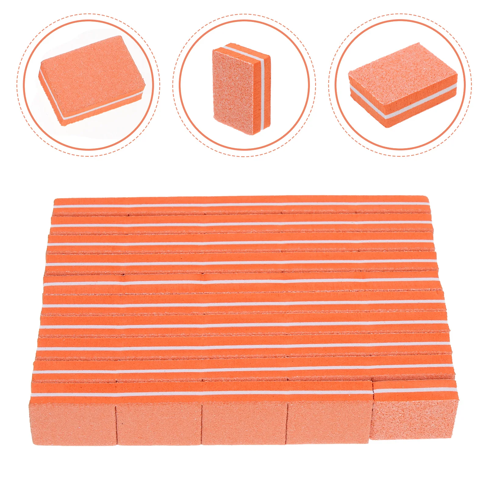 50 Pcs Nail Files Sponge Buffer Blocks Square Manicure Tools 4-side Polishing Mini Buffers Orange