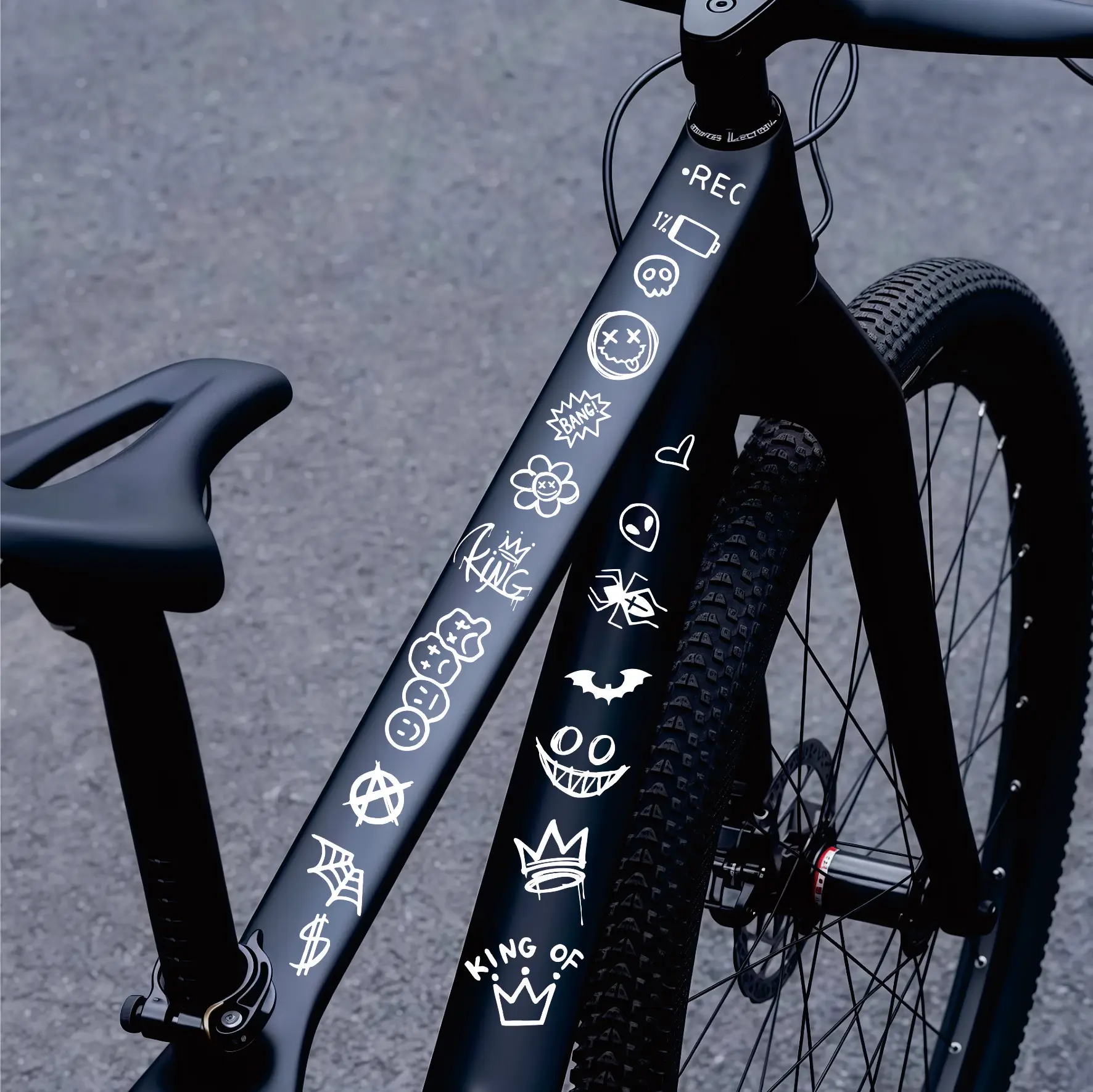 Wasserdichte Vinyl-Aufkleber, Niedliche Cartoon-Graffiti-Sticker für Rennrad-Oberrohre DIY Fahrrad-Styling