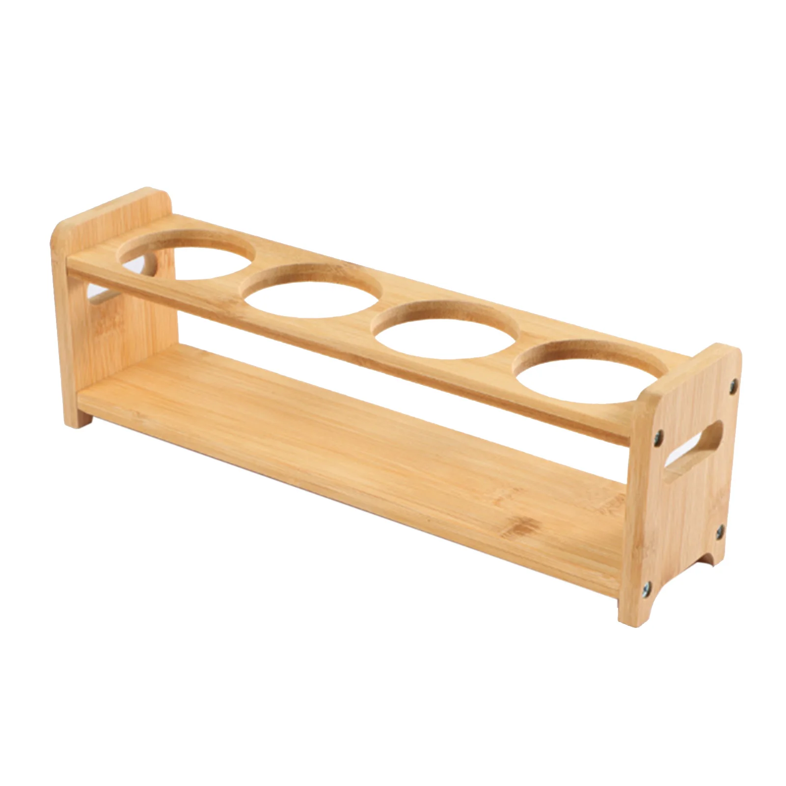 1PC Bamboo Wood Kitchen Rack Seasoning Storage Stand with 4 Holes Multifunctional Anti Slip Space Saving Oil Bottle Rack