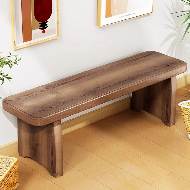 مقعد أحذية من الخشب الصلب مقعد طويل للغاية للمدخل مقاعد عثمانية منخفضة المستوى لغرفة المعيشة في الردهة مقاعد حديقة للشرفة الرجعية