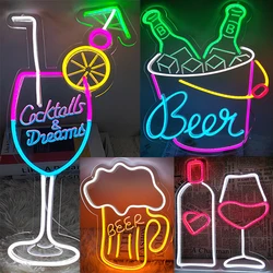 Bar Beer Neon Sign for Shop Home Bar Decor Kitchen 3D Neon Led Lights Luminous Sign Lamps Store Party Housebar Wall Decor Light