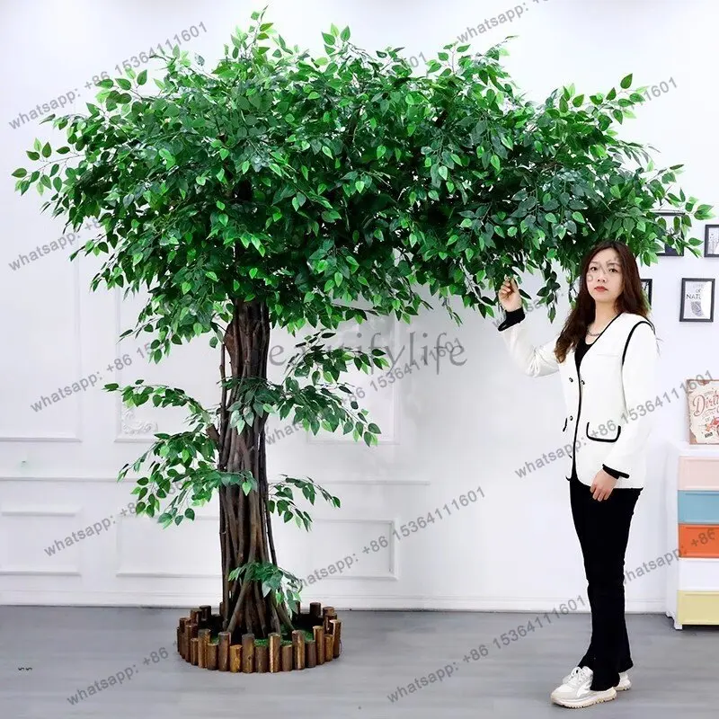 Simulation banyan large wishing tree hotel indoor and outdoor landscaping bionic green plant decoration