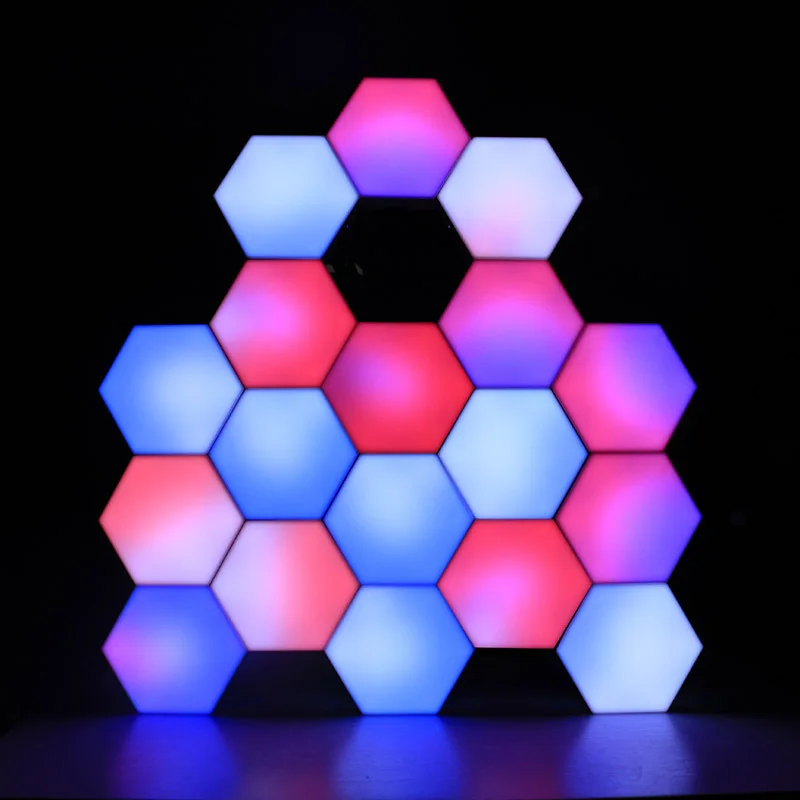 DIY Hexagonal Light LED Assembly Modular Atmosphere Night Light Creative Touch Splicing Wall Light Game Room Decor Quantum Light