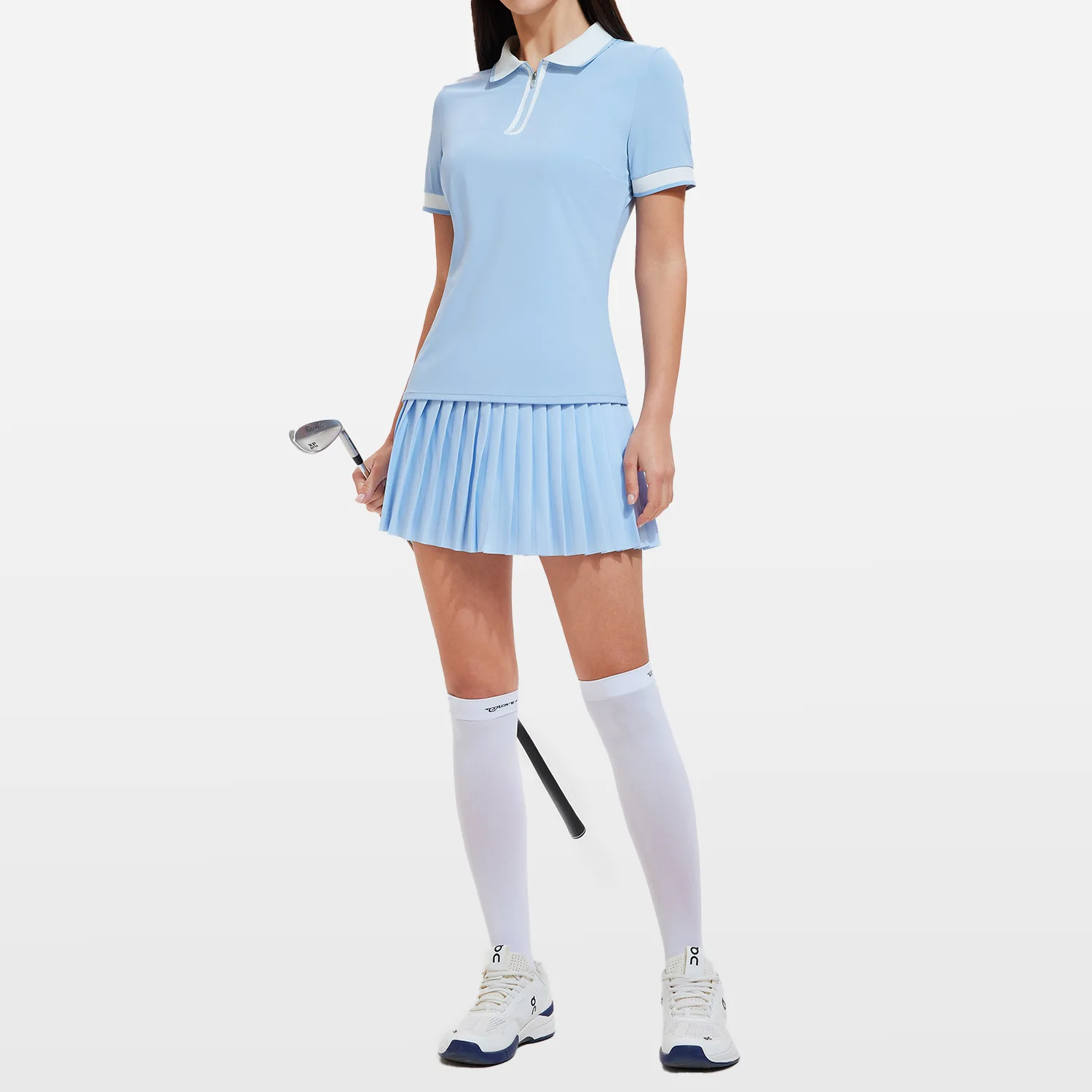 

Golf POLO Shirt for Women Pleated Skirt 2 Piece set Breathable Tennis Outfit Running Athletic Wear 2026 New Blue Yellow Pink