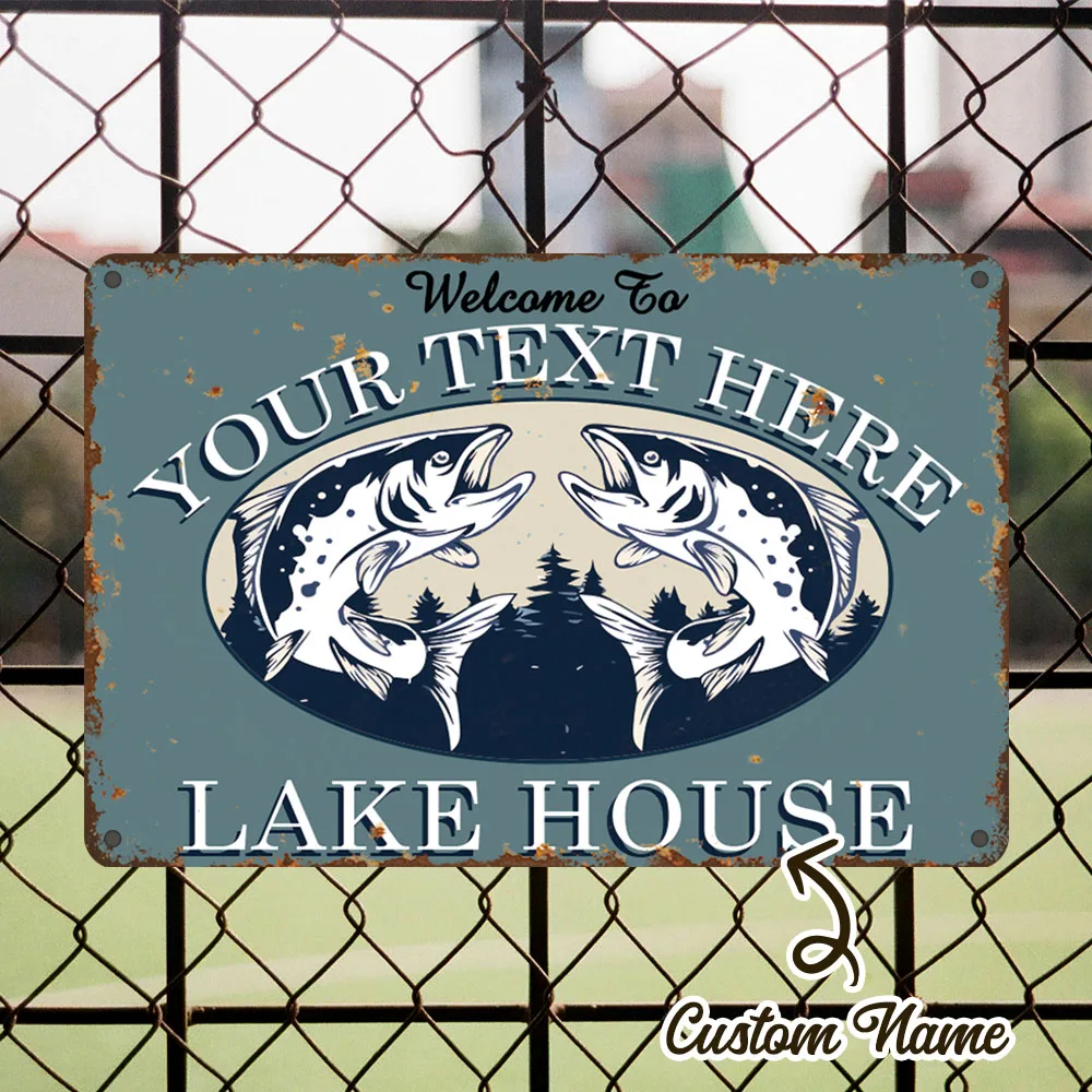 

2D Flat, Vintage Lake House Metal Wall Art Sign Easy To Hang For Outdoor Farmhouse Bar Plaque Decor Ideal Gift Decoration
