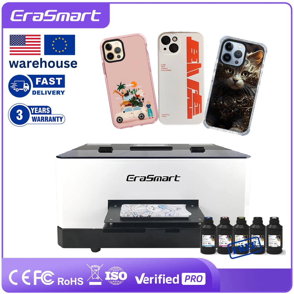 EraSmart 2024 New Version Digital Inkjet Printer A5 UV Printer For Phone Case Printing