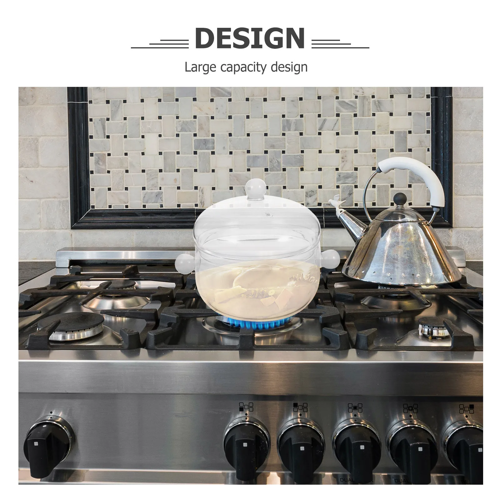 

Glass Saucepan High Borosilicate Double Ear Clear Stew Pot Large Capacity Stovetop Pot Suitable Electric Gas Induction Cooker