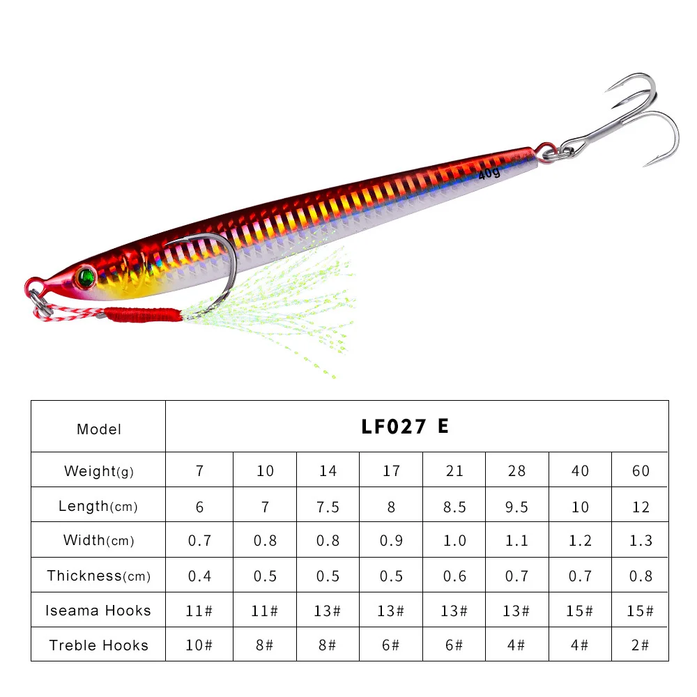 BEROS Metal Casting Jig 10G 30G 40G 60G Shore Drag Cast Jigging Spoon Fishing Lure Artificial Bait Tackle Lures Fishing