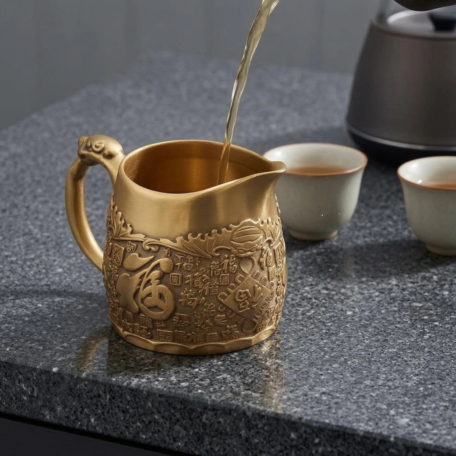 Tea Fairness Cup Auspicious Character Fairness Cup Gongfu Tea Pitcher Chinese-Style Tableware Comfortable Grip