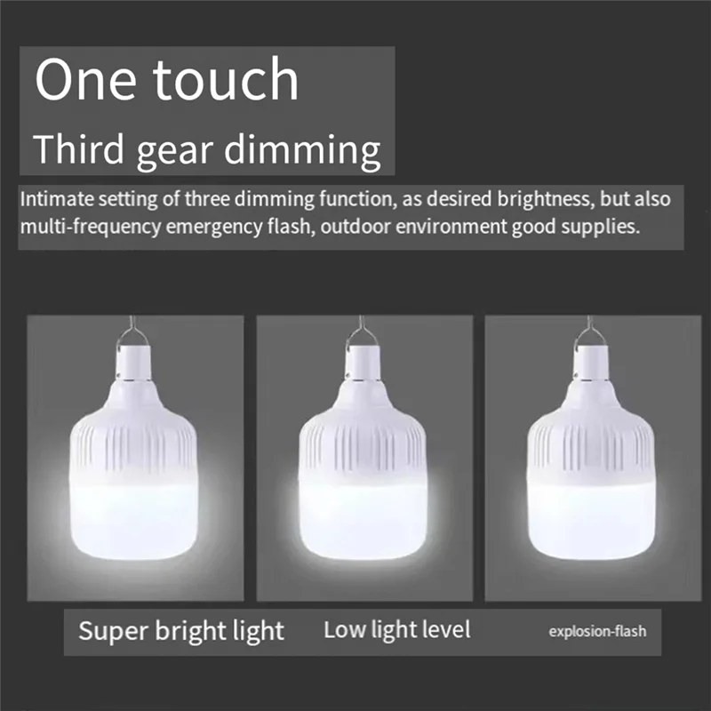 AT02-300W Portable Lantern Bulb Camping Light USB Rechargeable LED Bulb High Power Tent Light Outdoor Emergency Bulb