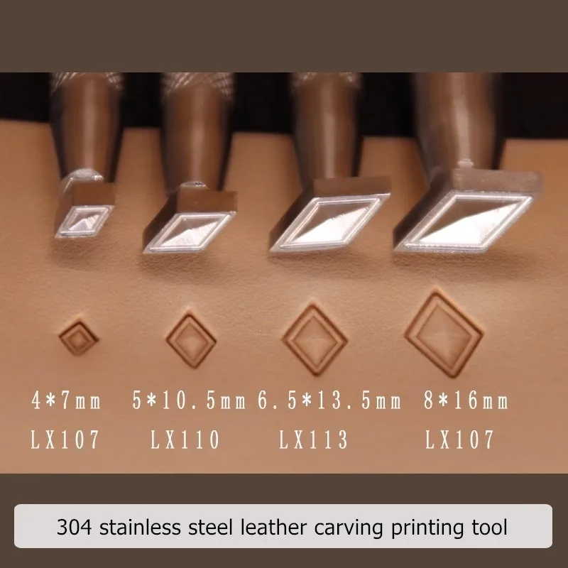 Diamond Shaped Leather Carving Printing Tool 304 Stainless Steel Vegetable Tanned Leather Stamping Process Print Punch Machine - Image 3