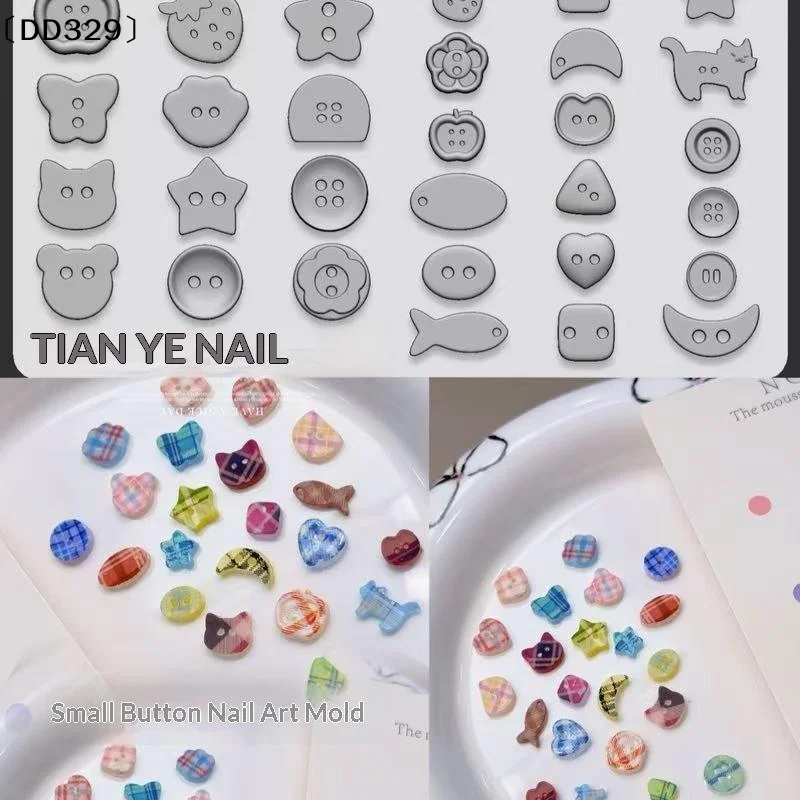 3D Buttons Nail Art Mold Silicone Nail Charms Tool Women DIY Manicure Multi Shapes Button Small Model Resin Buckle 〔DD329〕