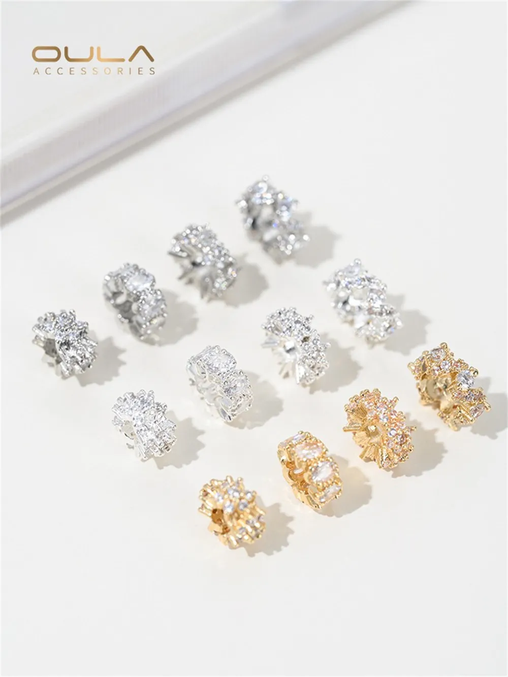 

14K Gold-plated Micro-inlaid Zircon Snowflake Handmade DIY Bracelet Necklace Handcrafted String Jewelry Spacer Bead Accessory