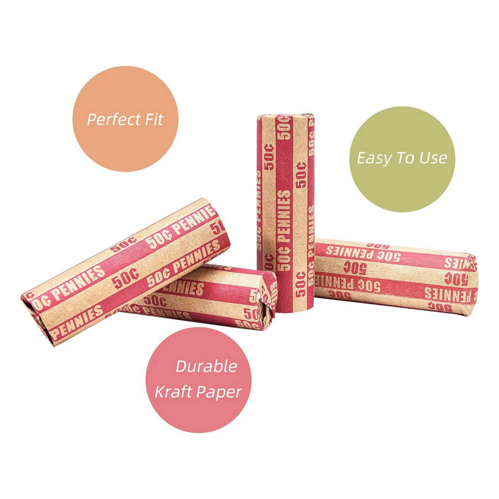 Penny Coin Wrappers Penny Sleeves Flat Penny Rolls Wrappers 300PCS view 4
