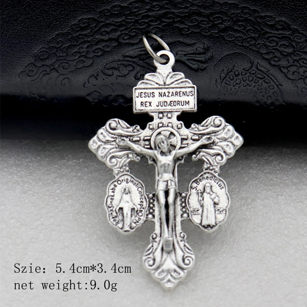 Diyalo Katholische Vergebung Kreuz Kruzifix Exorzismus St. Benedikt Unsere Liebe Frau Medaille Milagrosa Anhänger Charms für DIY Halskette Teile – Detail 4
