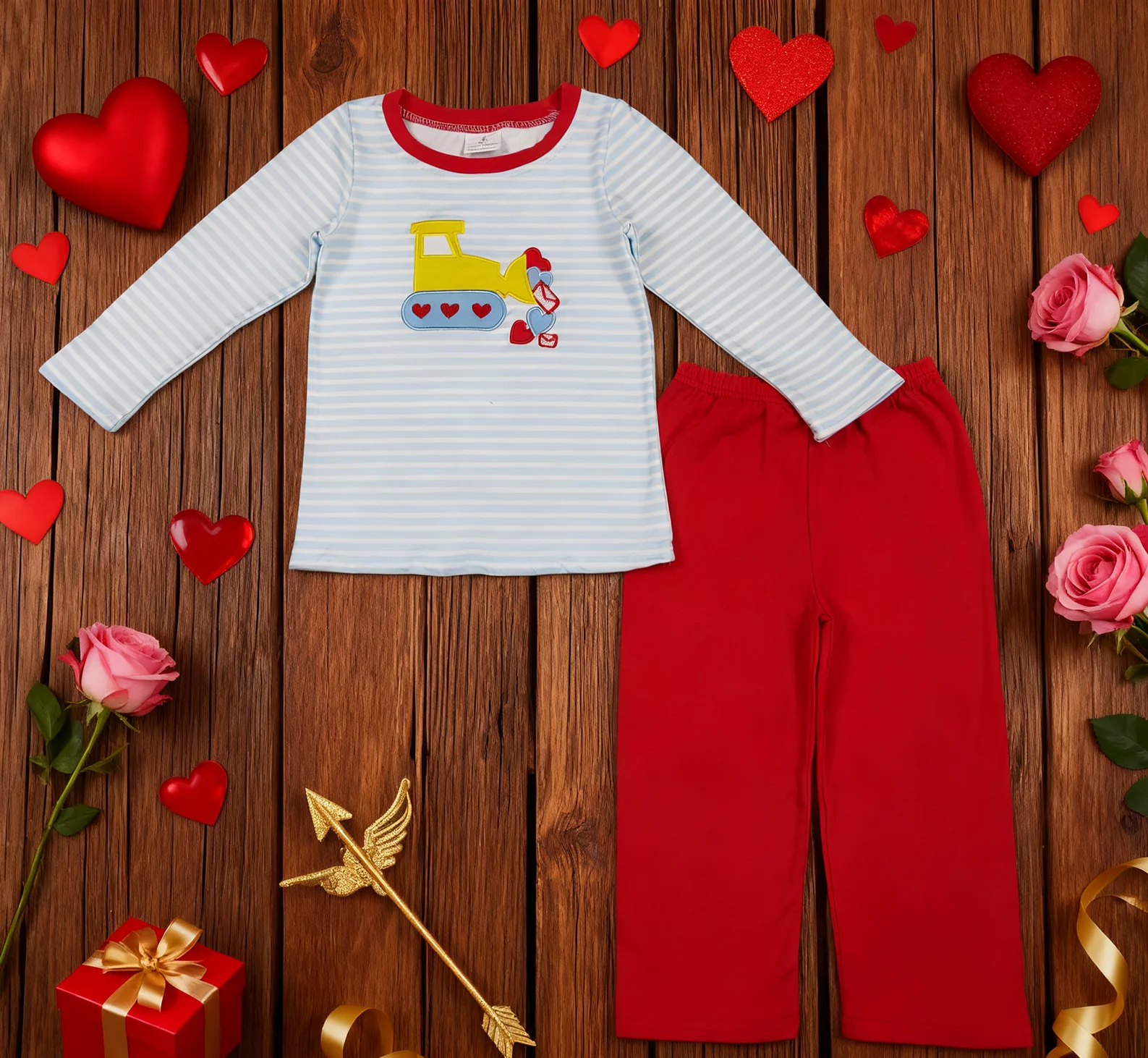 

Z1101-03 BLP1302 Baby Valentine's Day Clothes Long Sleeve Top With Pants Set Kids Boutique Outfits