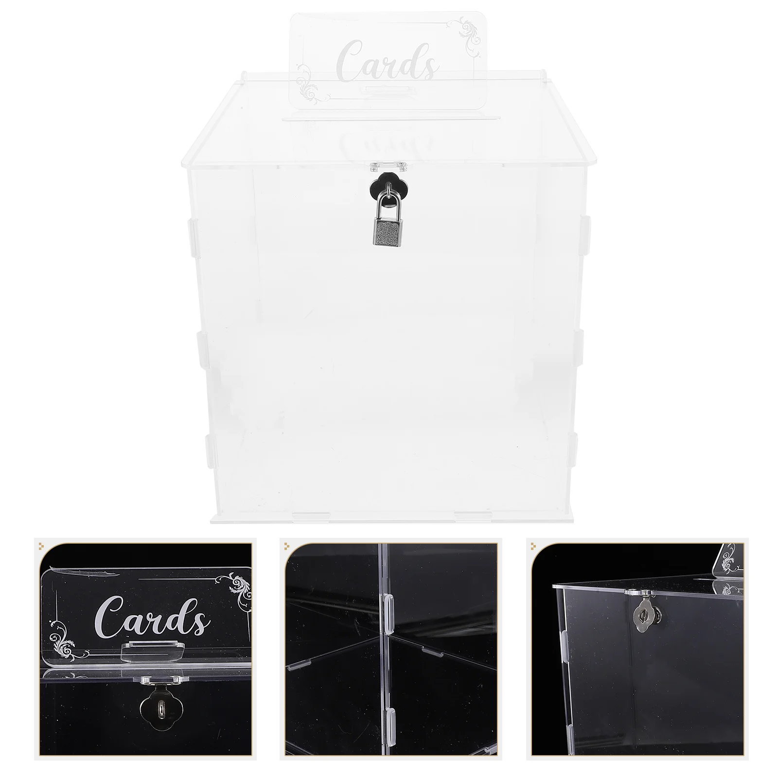

Clear Wedding Card Box For Bridal Shower Party Birthday Storage Acrylic Money Envelope Gift Holder Large Reusable Transparent