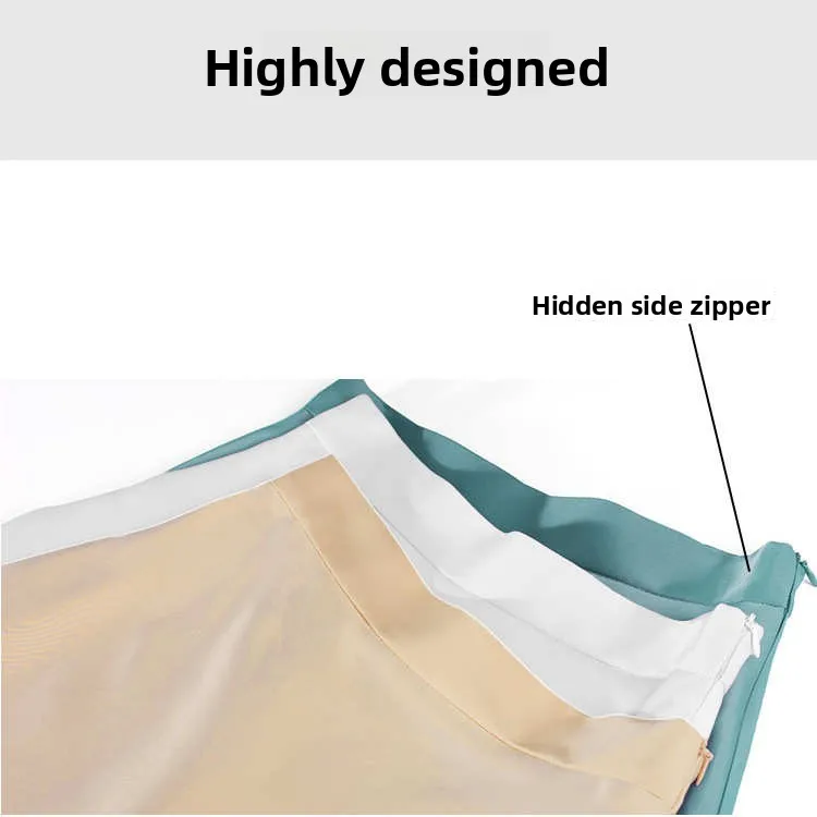 

Ele Glossy Acetic Acid Satin Skirt Women's Midlength Spring New Faion Ciwalk A-Line Skirt Knot Detail