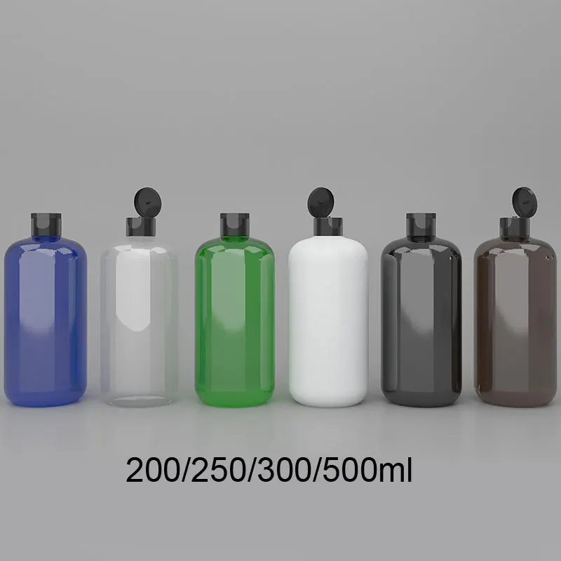 

10X 200ml 250ml 300ml 500ml Empty Plastic Bottle Flip Lid PET Refillable Bottles Shampoo Lotion Container Cosmetic Personal Care