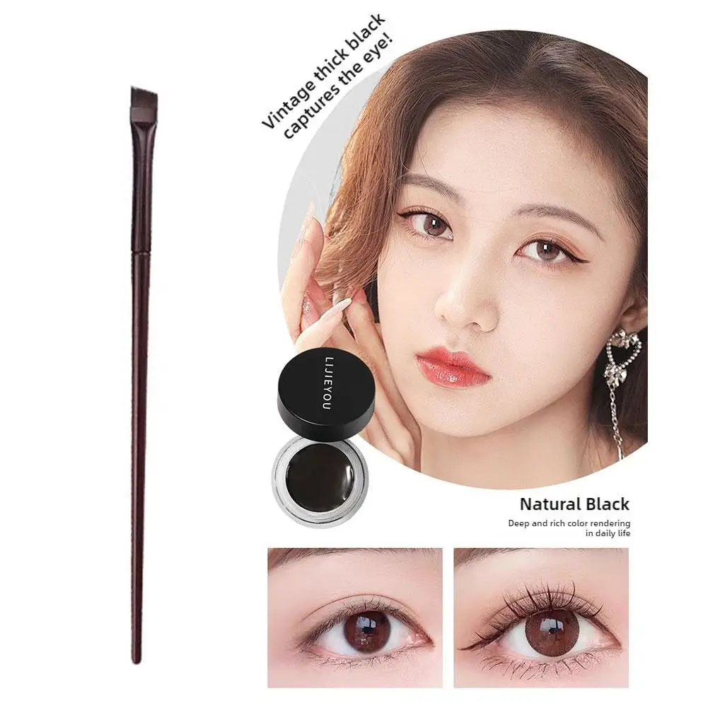 

2 In 1 Non Smudging Eyeliner Cream With Brush Waterproof Long-lasting Cosmetic Wear Black Matte Eyeliner Brown Easy Makeup I9S3