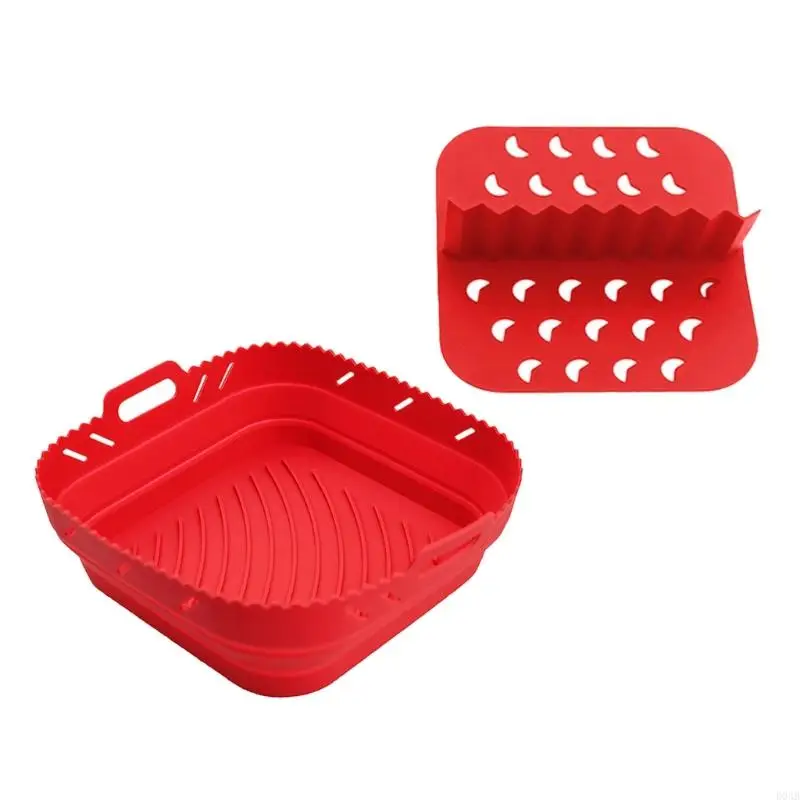 D0ab Air Fryers Silicone Basket Tấm vuông có thể tái sử dụng không khí Fryers Nấu các phụ kiện có thể gập được công cụ nướng khí