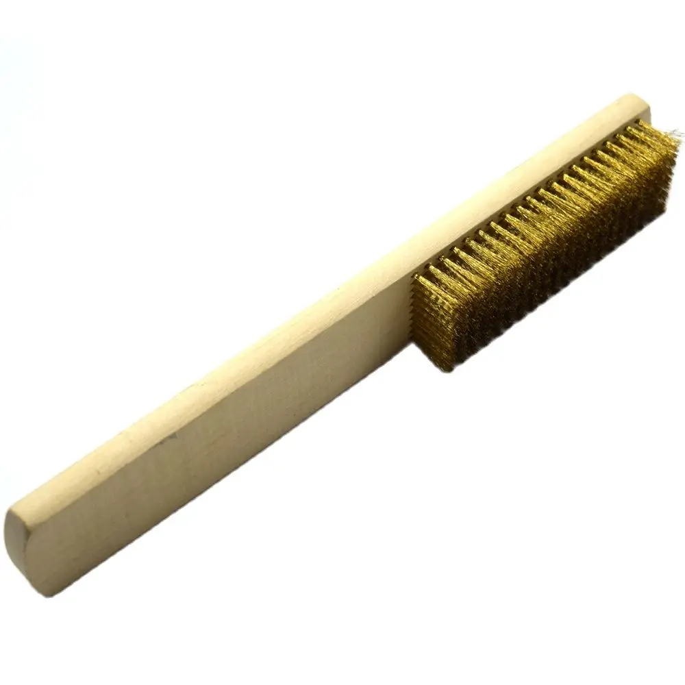 10 Row Brass Wire Brush With Wood Handle  Jewelry Polishing Grinding Cleaning Tool