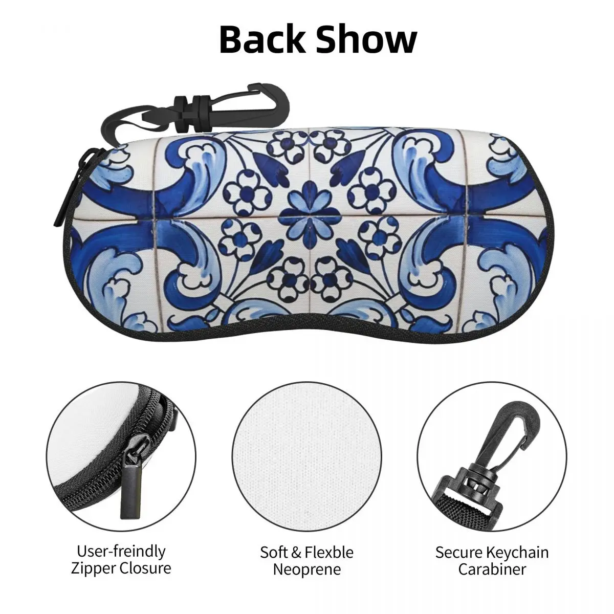 العتيقة الكلاسيكية لشبونة الأزرق Azulejo بلاط الأزهار نمط شل نظارات حالة النظارات الشمسية مربع النساء الرجال لينة النظارات حقيبة الحقيبة