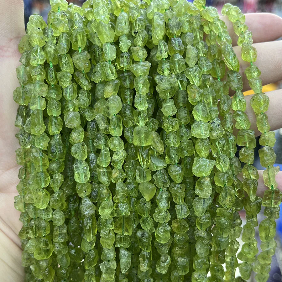 Natural Crystal Olivine Conformal Irregular Stone Faceted Loose For Jewelry Making DIY Necklace Bracelet 15''6-7mm