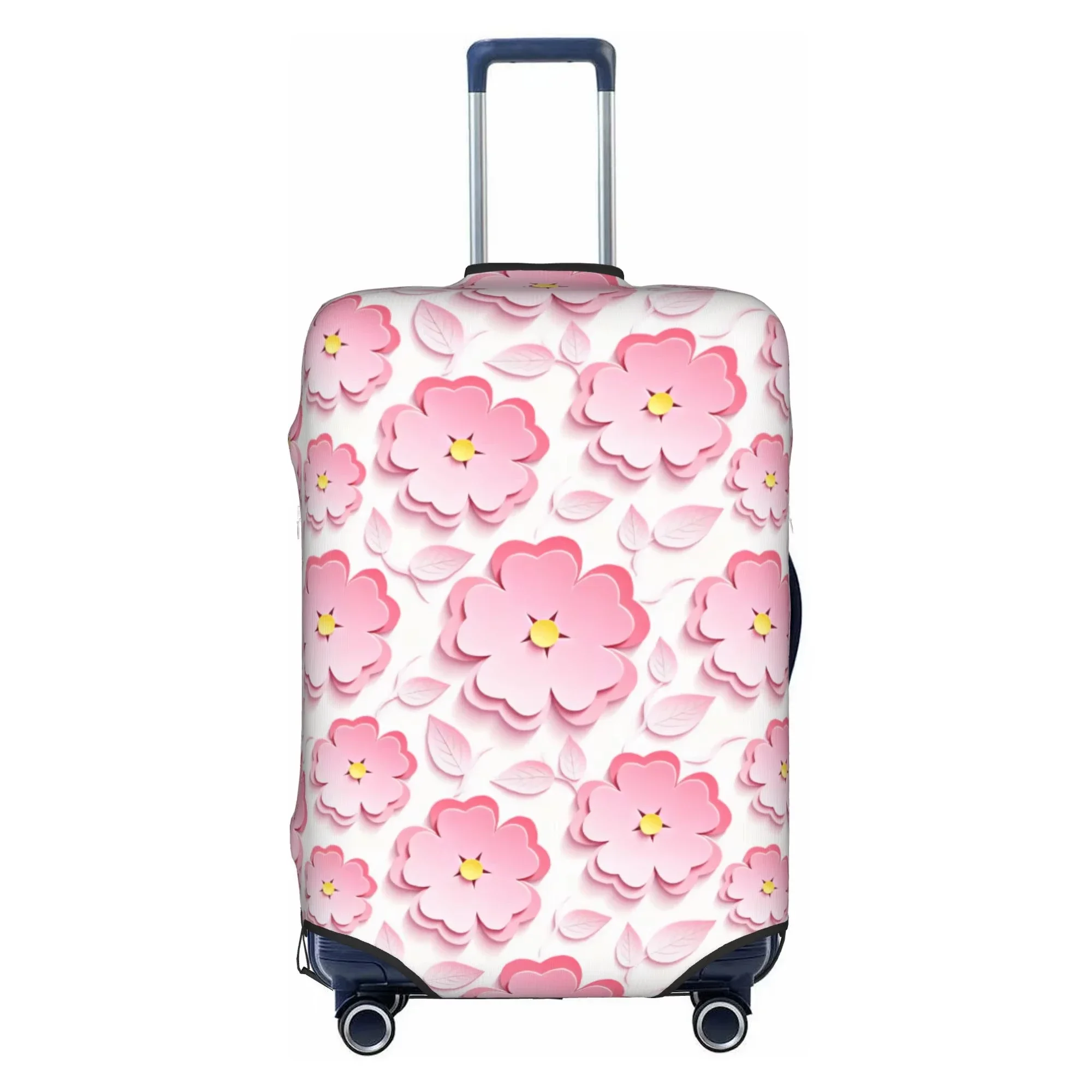 3D Pink Paper Flower Print Luggage Cover Elastic Suitcase Protector Dustproof Anti Scratch Travel