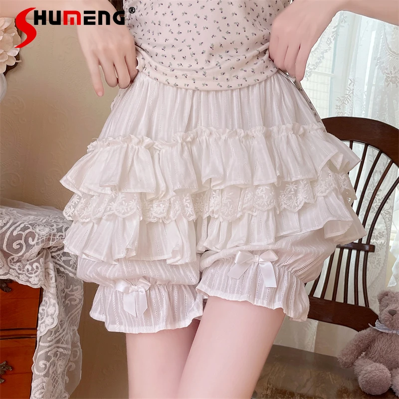 Summer New Japanese Rojita Style Shorts Soft Girl Sweet Cute Lolita Inner Wear Dark Pattern Multi-Layer Pumpkin Short Pants