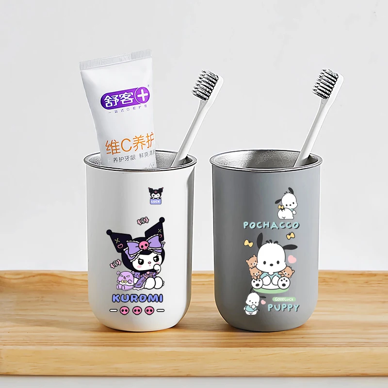 Sanrio stainless steel children's mouthwash cup, cute kuromi Hello Kitty cartoon cup, student toothbrushing cup for home use