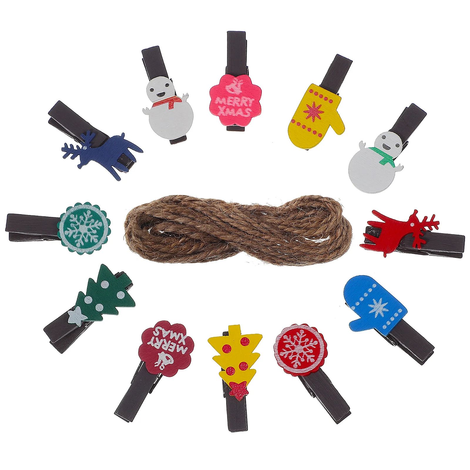 مجموعة واحدة من المشابك الخشبية اللطيفة للصور المزخرفة لعرض صور الحفلات وعيد الميلاد وهدية الاحتفال بعيد الميلاد