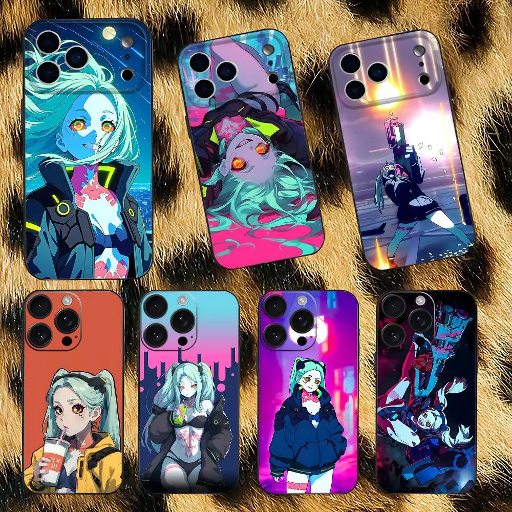 

R-Rebecca C-Cyberpunk Phone Case For iPhone 17,16,15,14,13,12,11,Pro,XS,Max,XR,Plus,E,SE4,Mini Black Soft Cover