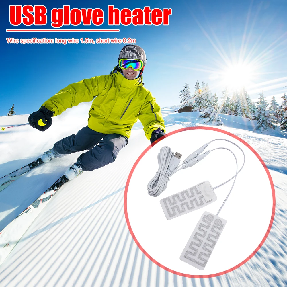 USB Heated Gloves Pad Portable Electric Heated Hand Warm Lightweight Carbon Fiber 5V for Outdoor Camping Hiking Winter Hand Warm