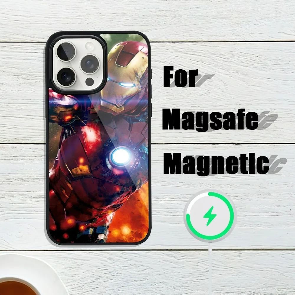 Movie I-Iron M-Man Cool Phone Case For iphone 13 Plus 12 14 Mini 11 Max 15 Pro Magsafe Magnetic Wireless Charging Shell