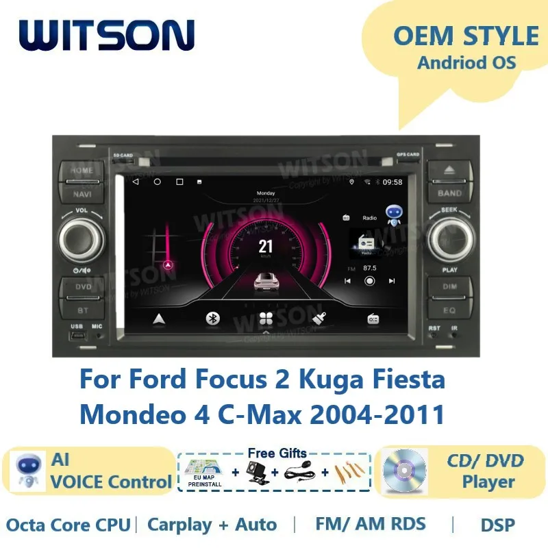 WITSON Android 13 CAR RADIO For Ford Focus 2 Kuga Fiesta Mondeo 4 C-Max 2004-2011 Car Multimedia Stereo AutoAudio GPS