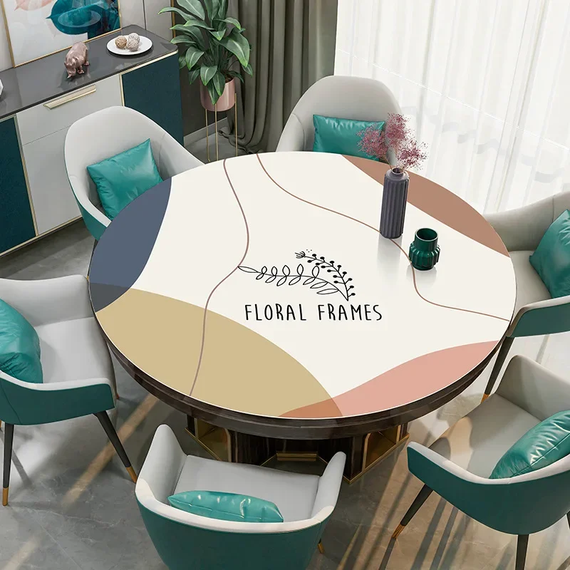 

Vintage print Custom Round Tablecloth Waterproof Oil Proof Thickened Pvc Leather Round Table Mat Non-slip Party Table Deco Cover